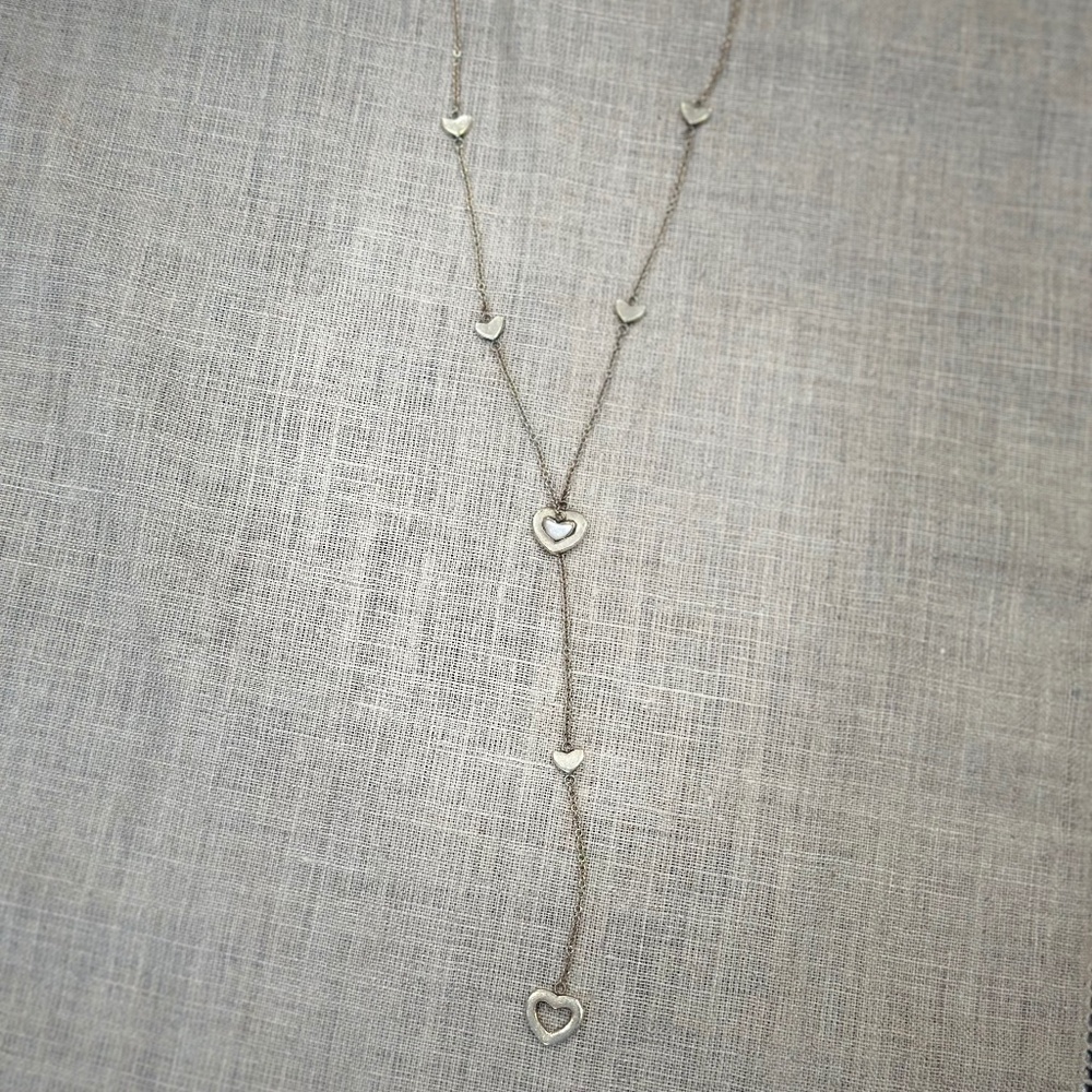 Tiffany & Co. Silver Heart Station Lariat Necklace